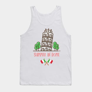 Summer in Rome! Against the background of the Tower of Pisa in Pisa, province of Lazio. Tank Top